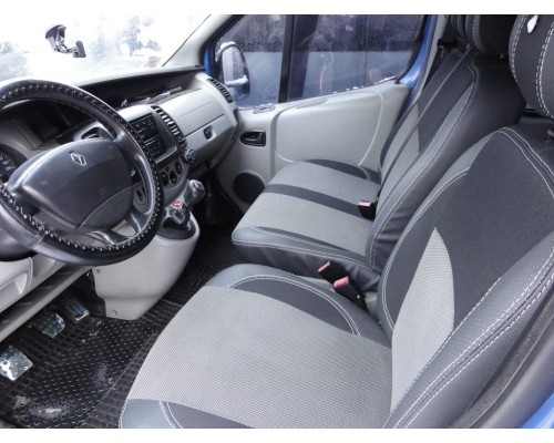 Авточохли (шкірозамінник+тканина, Premium) Передні 1-20211 для Opel Vivaro 2001-2015 - 55888-11