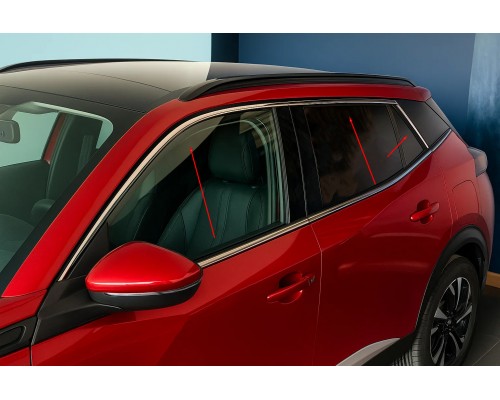 Верхние молдинги окон нержавейка (6 шт) для Peugeot 2008 2019- гг