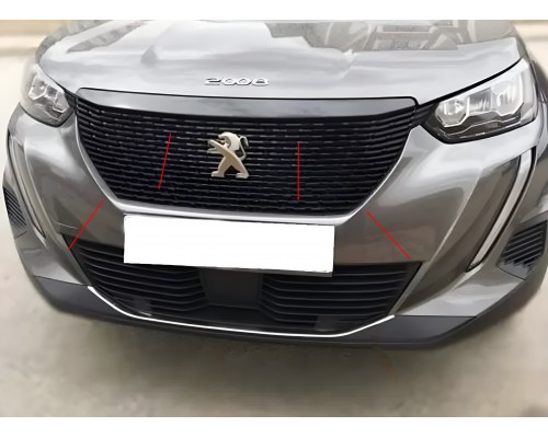 Окантовка решетки радиатора (3 шт, нержавейка) для Peugeot 2008 2019- гг