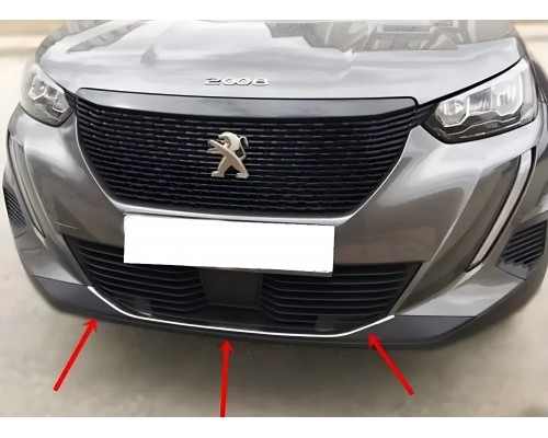 Накладка на передний бампер (1 шт, нержавейка) для Peugeot 2008 2019- гг