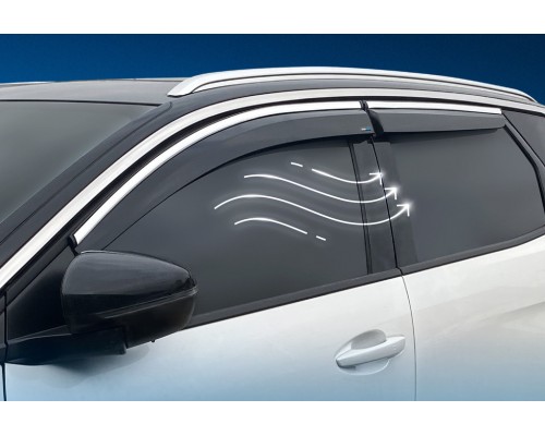 Вітровики з хромом (4 шт, Sunplex Chrome) для Peugeot 3008 2016+ - 80675-11