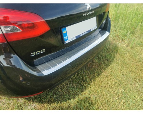 Накладка на задний бампер Carmos (SW, нерж) для Peugeot 308 2014+ - 79047-11