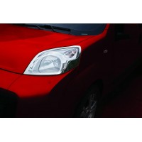 Накладки на фари (2 шт., нерж) OmsaLine - Італійська нержавійка для Peugeot Bipper 2008-2017 рр