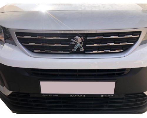 Накладки на решетку (нерж.) OmsaLine - Итальянская нержавейка для Peugeot Partner/Rifter 2019+