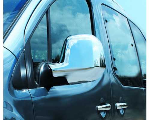 Накладки на зеркала (2 шт, пласт) Черный хром для Peugeot Partner/Rifter 2019+ - 63961-11