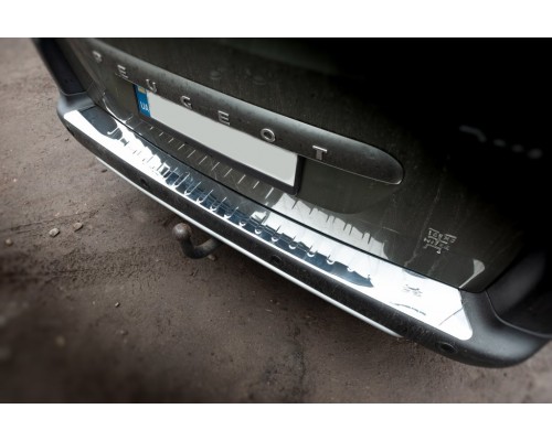 Накладки на задній бампер Коротка (нерж.) для Peugeot Partner Tepee 2008-2018 - 80121-11
