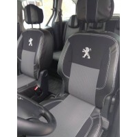 Авточехлы (кожзам+ткань, Premium) Полный салон для Peugeot Partner Tepee 2008-2018