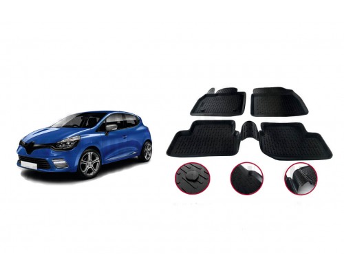 Резиновые коврики (4 шт, Niken 3D) для Renault Clio IV 2012-2019 - 66466-11