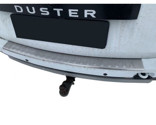 Накладка на задний бампер Carmos с загибом (нерж.) для Renault Duster 2008-2017 - 67715-11