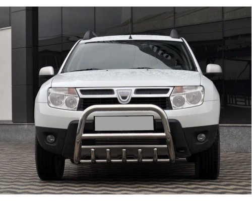 Кенгурятник без напису QT006 (нерж.) для Renault Duster 2008-2017