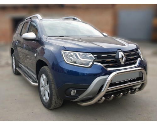 Кенгурятник без напису WT003 (нерж.) для Renault Duster 2018+