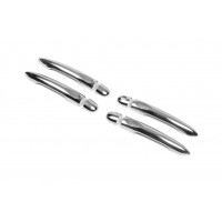 Накладки на ручки (4 шт., нерж.) 4 чипа, Carmos - Турецкая сталь для Renault Fluence 2009+