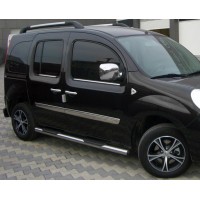 Бічні труби BB002 (2 шт., нерж.) 70 мм, довга база для Renault Kangoo 2008-2020
