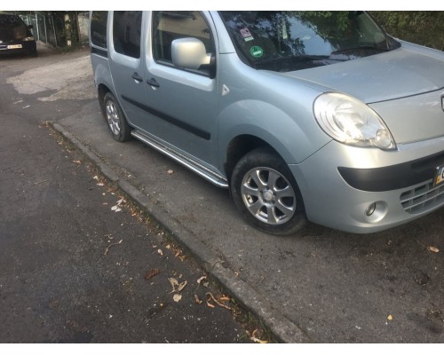 Бічні пороги Premium (2 шт., нерж.) 60 мм, довга база для Renault Kangoo 2008-2020