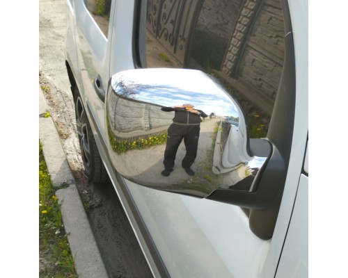 Накладки на зеркала 2008-2013 (2 шт) Carmos - Хромированный пластик для Renault Kangoo 2008-2019 - 54012-11