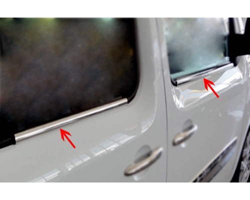 Наружняя окантовка стекол (нерж) 4 шт, Carmos - Турецкая сталь для Renault Kangoo 2008-2020 гг