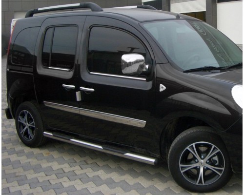 Бічні труби BB002 (2 шт., нерж.) 70 мм, коротка база для Renault Kangoo 2008-2020