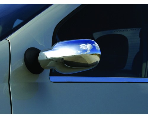 Накладки на зеркала (2 шт) Carmos - Хромированный пластик для Renault Logan I 2005-2008 - 50064-11
