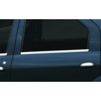 Наружняя окантовка стекол (4 шт, нерж.) OmsaLine - Итальянская нержавейка для Renault Logan II 2008-2013