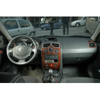 Накладки на панель 17 деталей (Meric, Турция) Карбон для Renault Megane II 2004-2009