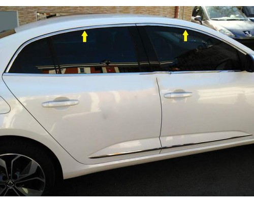Верхняя окантовка стекол (Sedan, 6 шт, нерж) OmsaLine - Итальянская нержавейка для Renault Megane IV 2016+ - 66462-11
