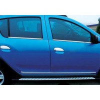 Наружняя окантовка стекол (4 шт, нерж.) OmsaLine - Итальянская нержавейка для Renault Sandero 2007-2013