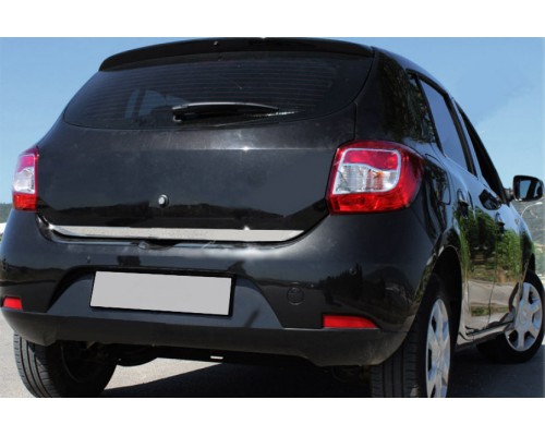 Renault Sandero 2013+ Накладка на кромку багажника (нерж.) OmsaLine - Італійська нержавіюча сталь - 50101-11