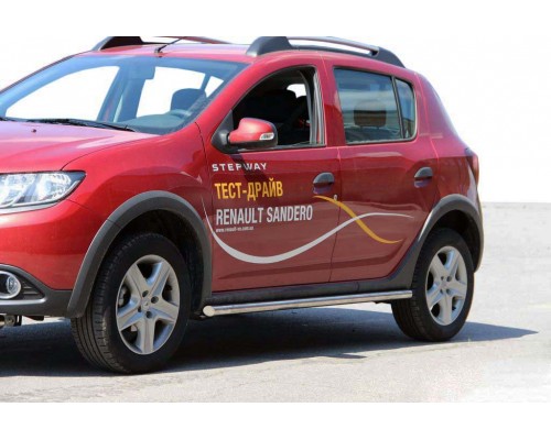 Бічні труби BB001 (2 шт, нерж) 60 мм для Renault Sandero 2013+