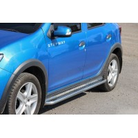 Бічні пороги KB001 (нерж) 60 мм для Renault Sandero 2013+