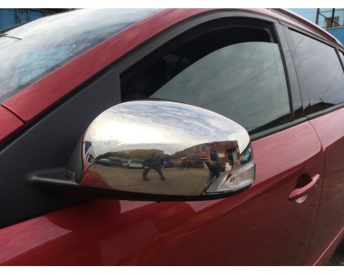Накладки на зеркала (2 шт, нерж.) Carmos - Турецкая сталь для Renault Scenic/Grand 2009-2016 - 81591-11