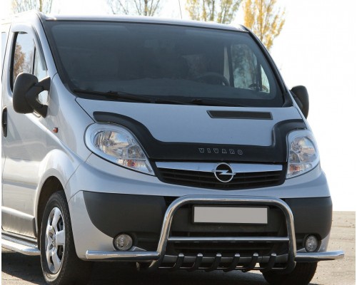 Кенгурятник з вусами WT003-Plus (нерж.) для Renault Trafic 2001-2015
