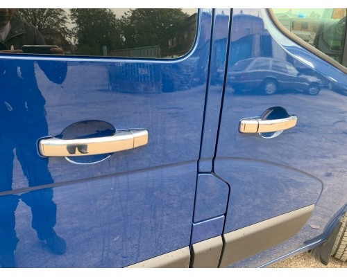 Накладки на ручки (4 шт) 1 отвір, Carmos - Хромований пластик для Renault Trafic 2015+ - 65654-11