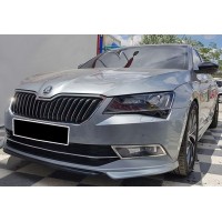 Передняя Lip накладка DPT V-1 (2015-2020, черный глянец) для Skoda Superb