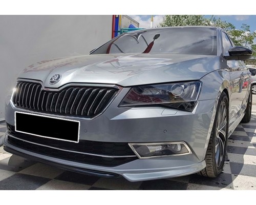 Передняя Lip накладка DPT V-1 (2015-2020, черный глянец) для Skoda Superb