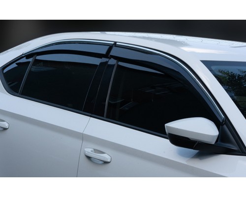 Вітровики з хромом SD (4 шт, Sunplex Chrome) для Skoda Superb 2016+ рр - 80679-11