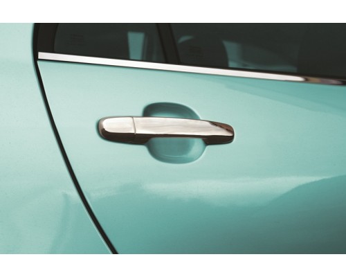 Накладки на ручки (4 шт, нерж) С кнопкой, Carmos - турецкая сталь Копия для Toyota Auris 2007-2012 - 80313-11