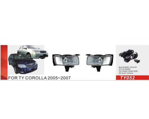 Противотуманки 2004-2007 (2 шт, галогенные) для Toyota Corolla 2002-2007