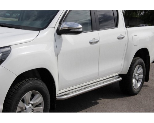 Бічні пороги KB001 (нерж) 60 мм для Toyota Hilux 2015+