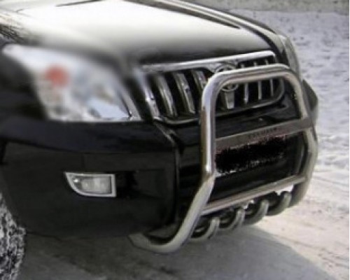 Кенгурятник високий QT007 (нерж) для Toyota Land Cruiser Prado 120