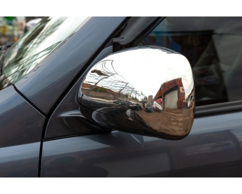 Накладки на зеркала (2 шт, нерж) OmsaLine - Итальянская нержавейка для Toyota Land Cruiser Prado 120 - 48866-11