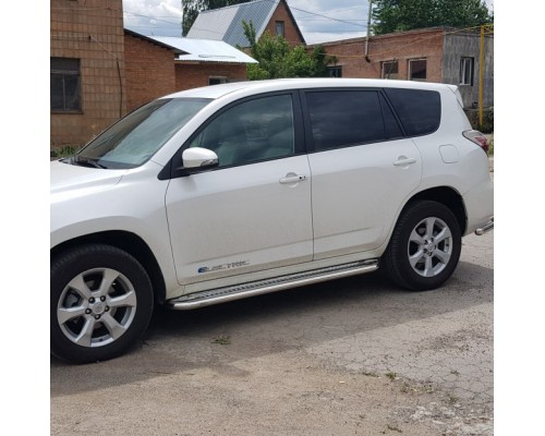 Боковые пороги Premium (2 шт, нерж) 60 мм для Toyota Rav 4 2006-2013 - 75077-11