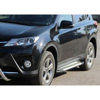Боковые пороги Allmond Grey (2 шт., алюминий) для Toyota Rav 4 2013-2018