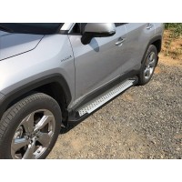 Боковые пороги Allmond Grey (2 шт., алюминий) для Toyota Rav 4 2019+