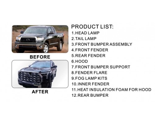 Комплект рестайлинга апгрейда 2024 (комплект) для Toyota Tundra 2007-2021 гг