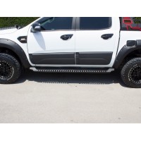Бічні пороги Dakar Чорні V1 без підсвічування (2 шт, метал) для Volkswagen Amarok