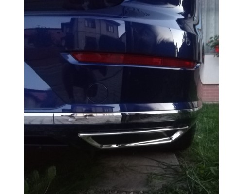 Накладки на глушитель (2015-2018, 2 шт, нерж) OmsaLine - Итальянская нержавейка для Volkswagen Arteon - 64022-11