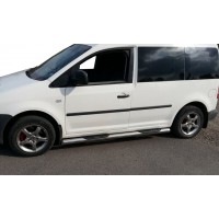 Бічні труби BB002 (2 шт, нерж) 60 мм, Maxi база для Volkswagen Caddy 2004-2010