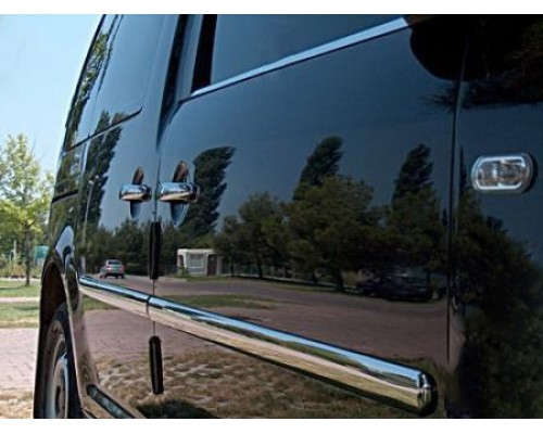 Volkswagen Caddy 2004-2010 Накладки на молдинги (4 шт, нерж) MAXI база, Carmos - Турецкая сталь - 52913-11