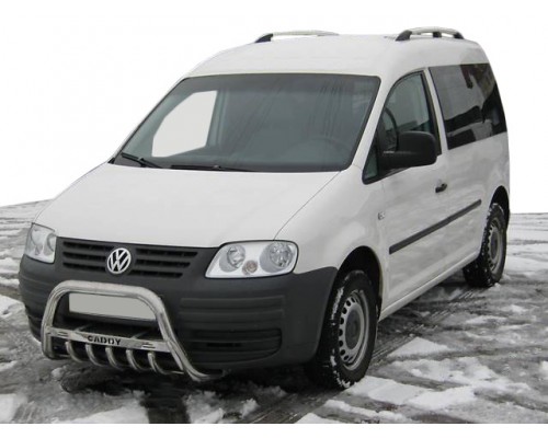 Кенгурятник WT003 (нерж) 60мм, з написом для Volkswagen Caddy 2004-2010 - 48964-11