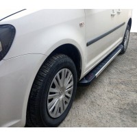Боковые пороги RedLine V1 (2 шт, алюм) Maxi база для Volkswagen Caddy 2004-2010